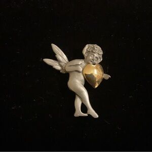 VINTAGE VALENTINE OR SWEETHEART PIN. CUPID WITH HEART